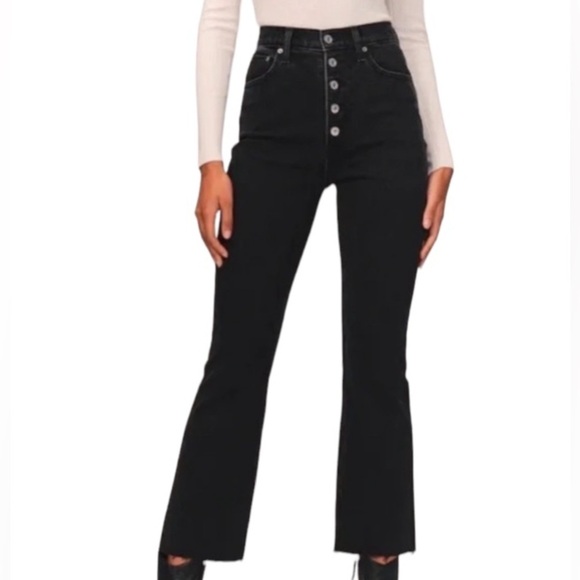 Abercrombie & Fitch The Kick Flare Ultra High Rise Black Jeans Size 25 - Picture 1 of 7